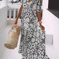 Long Dress With Short Sleeves and Print