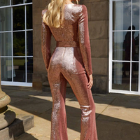 Sequin long-sleeved jumpsuit