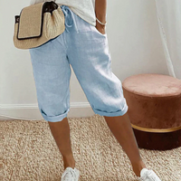 Trendy fashionable linen-look knee breeches for women