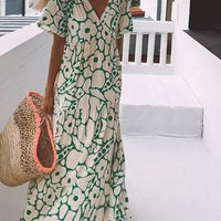 Long Dress With Short Sleeves and Print
