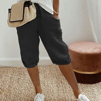 Trendy fashionable linen-look knee breeches for women