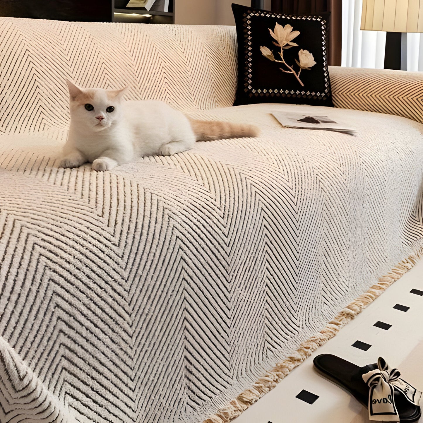 Stripe Herringbone Couch Cover