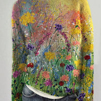 Flower Oil Painting Art Cozy Sweater
