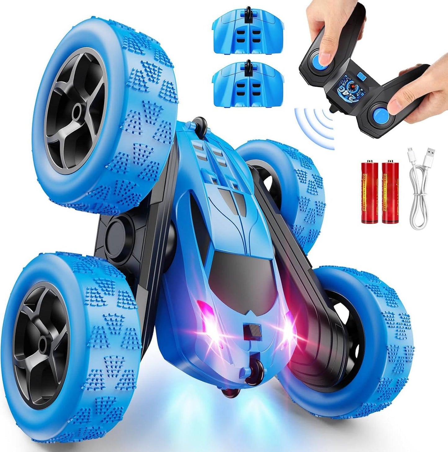 RC Cars Toys for Kids Ages 6 to 12 with LED Lights & 360° Flips