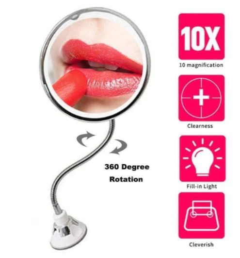 10x Magnifying LED Gooseneck Mirror