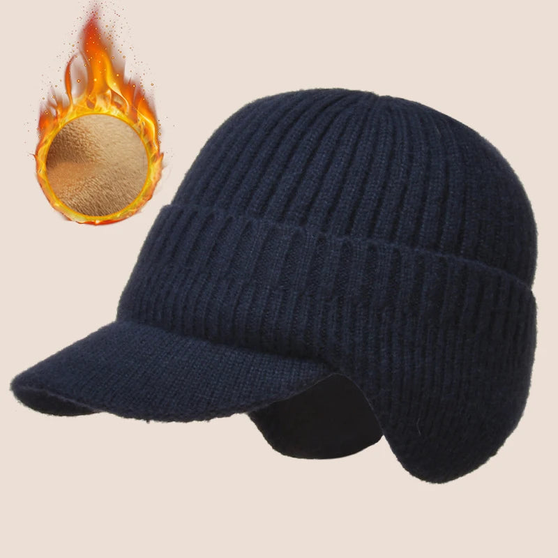 Men Knit Ear Cover Winter Hat
