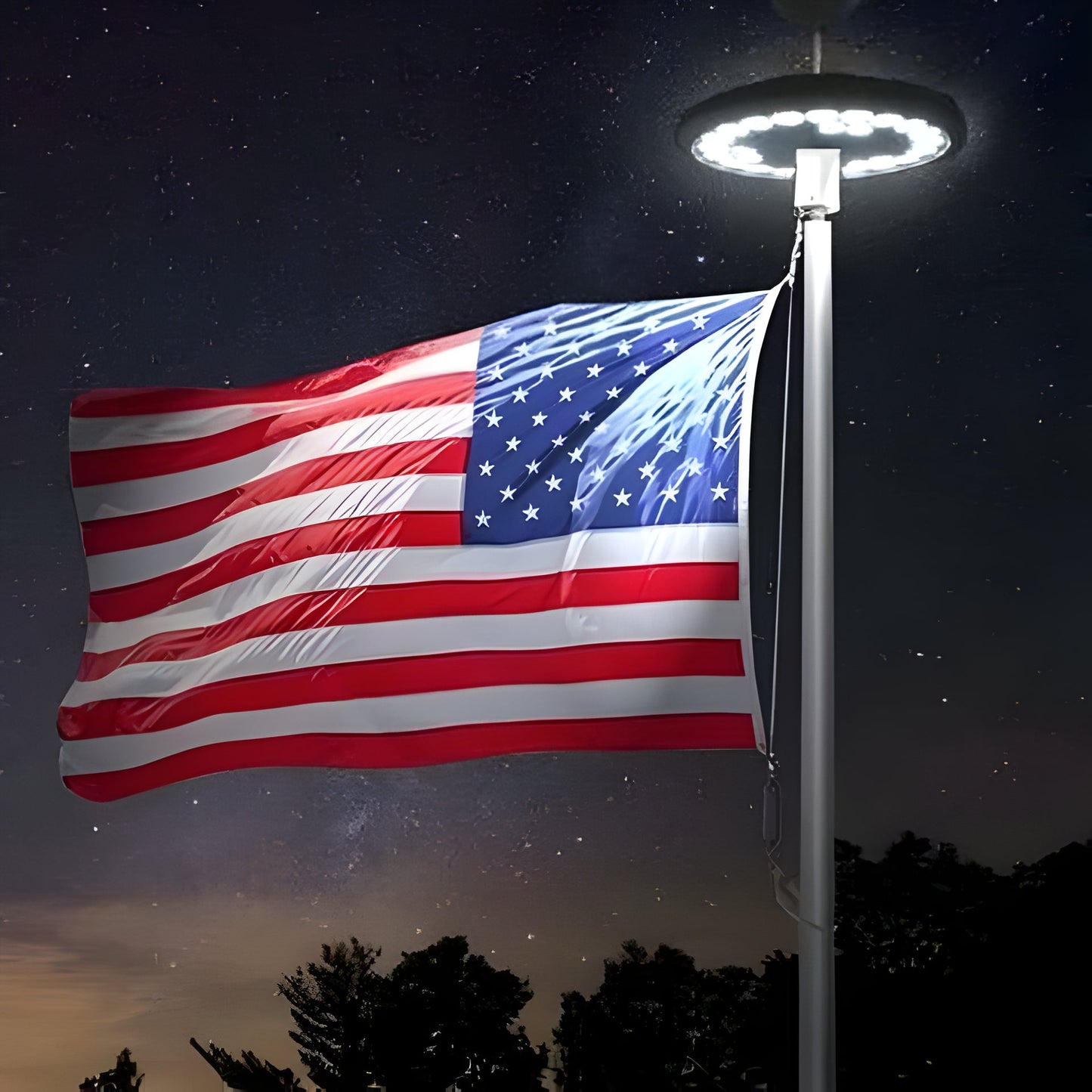 Solar Powered Flagpole Lights - All Night Long Last Flag Pole Lights - LED
