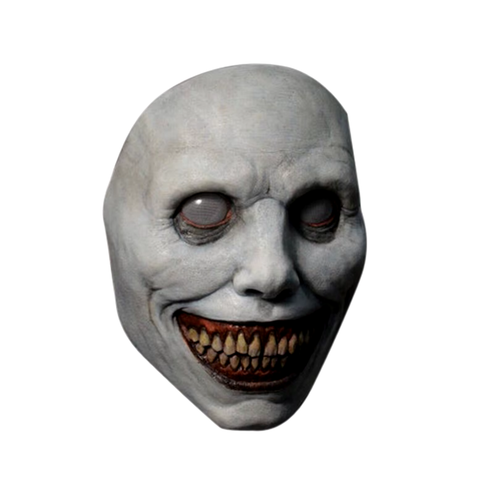 Creepy Smiling Face Evil Mask - Creepy White Eyed Demon Smiling Mask