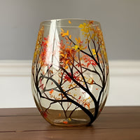 Four Seasons Tree Wine Glasses – Hand Painted Art