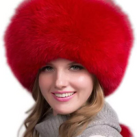 100% Natural Fox Fur Hat Women Cap Thick Fur Cap Winter Warm Hat Female Fashion For Women Hat With Earmuffs Hat