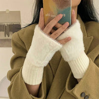 Plush Cozy Fingerless Gloves for Women