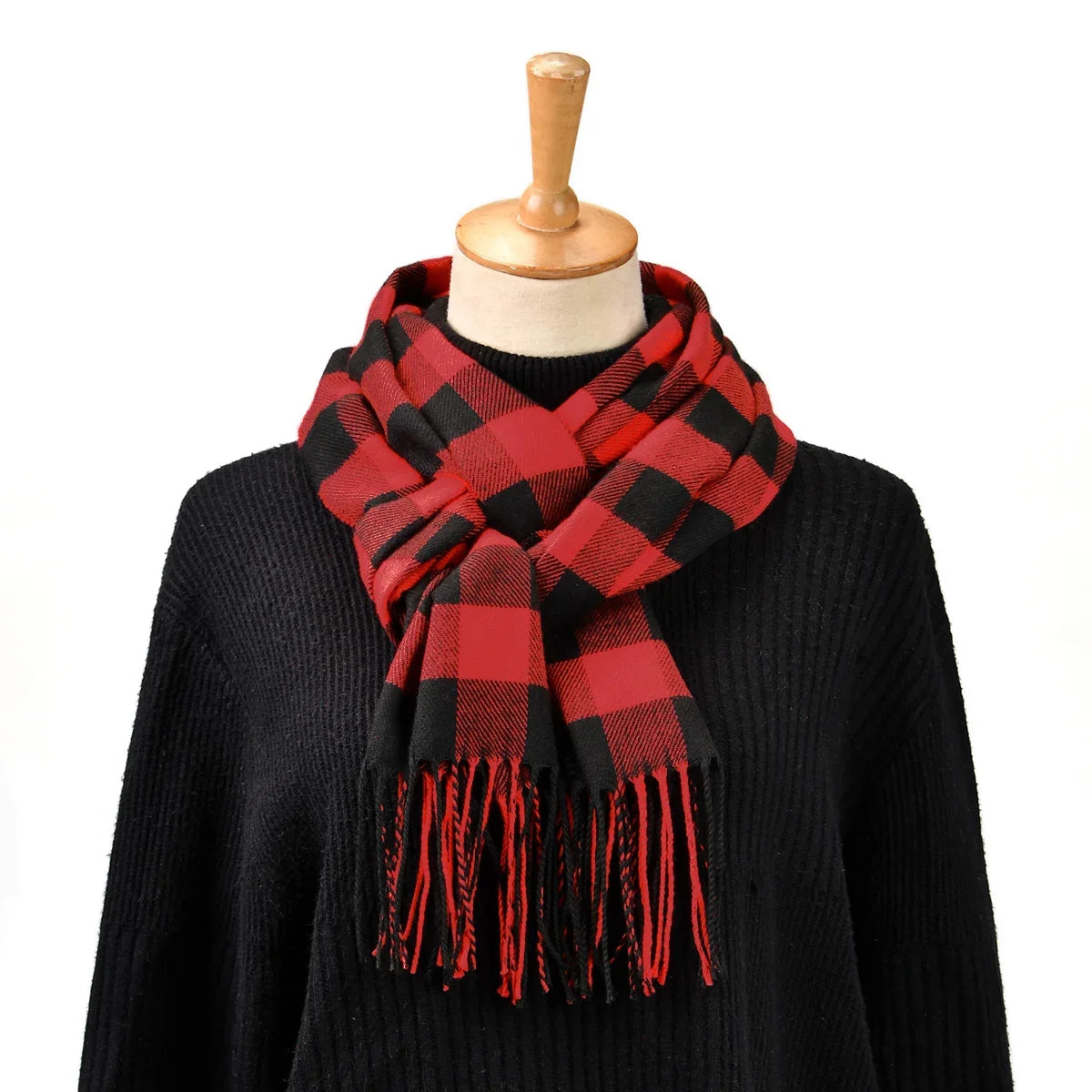 Luxury Plaid Cashmere Winter Scarf for Men