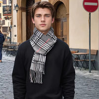 Luxury Plaid Cashmere Winter Scarf for Men